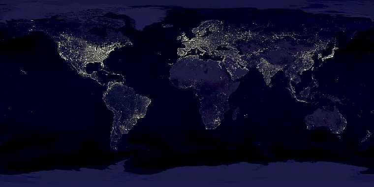 night, lights, Earth, maps - desktop wallpaper