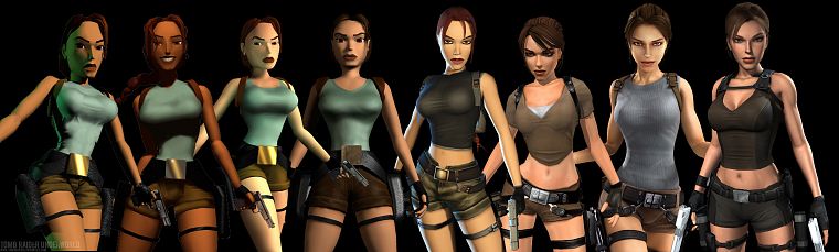 Tomb Raider, Lara Croft, evolution - desktop wallpaper