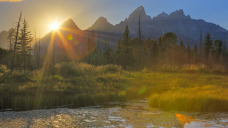 landscapes, ponds, Wyoming, Grand Teton National Park, National Park - desktop wallpaper