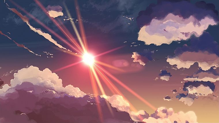 Makoto Shinkai, sunlight, 5 Centimeters Per Second, anime, skyscapes - desktop wallpaper