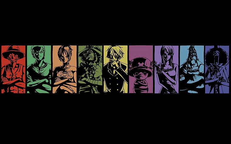 One Piece (anime), Nico Robin, Roronoa Zoro, Franky (One Piece), Tony Tony Chopper, Brook (One Piece), Strawhat pirates, Monkey D Luffy, Nami (One Piece), Usopp, Sanji (One Piece) - desktop wallpaper
