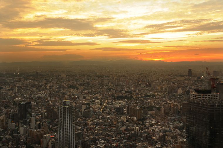 Japan, sunrise, cities - desktop wallpaper