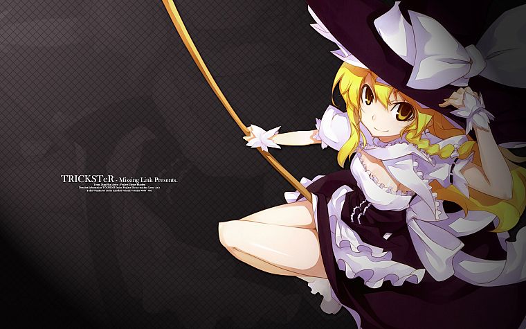 Touhou, brooms, Kirisame Marisa, hats, anime girls, witches, Shingo (Missing Link) - desktop wallpaper