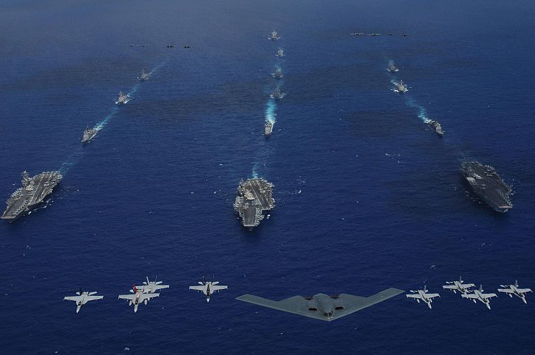 aircraft, military, bomber, ships, navy, vehicles, aircraft carriers, F-18 Hornet, fleet, B-2 Spirit - desktop wallpaper