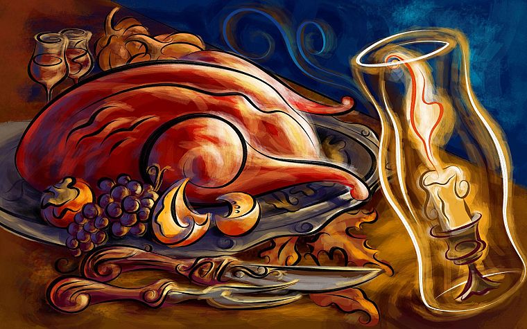 food, Thanksgiving, candles, Turkey bird - desktop wallpaper