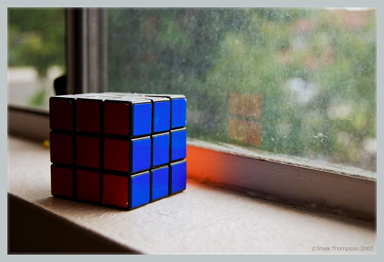 window panes, Rubiks Cube - desktop wallpaper