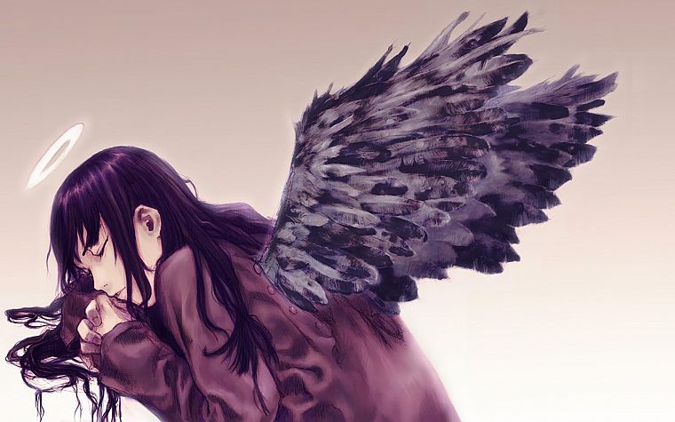 angels, wings, Haibane Renmei, simple background - desktop wallpaper