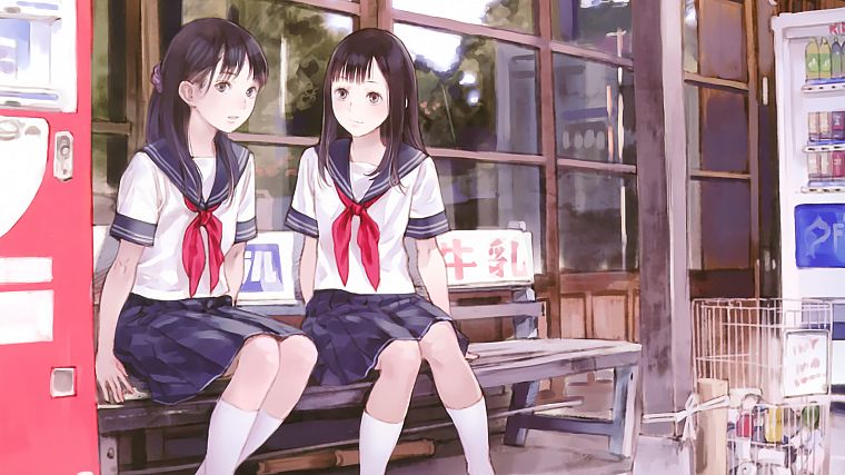school uniforms, soft shading, anime girls - desktop wallpaper