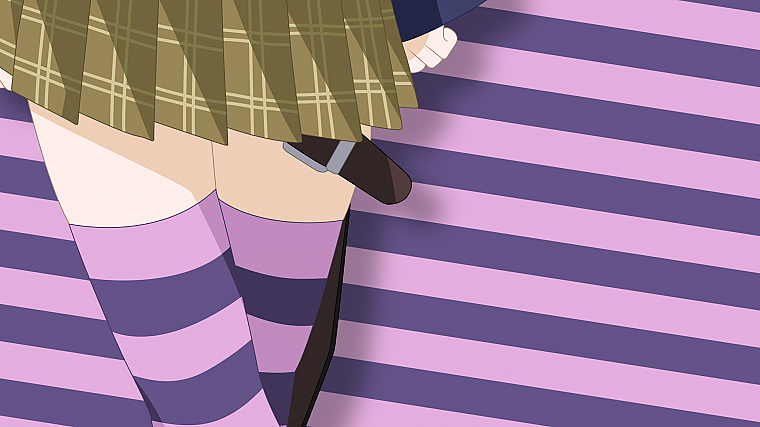 Shirayuki Mizore, Rosario to Vampire, striped legwear - desktop wallpaper