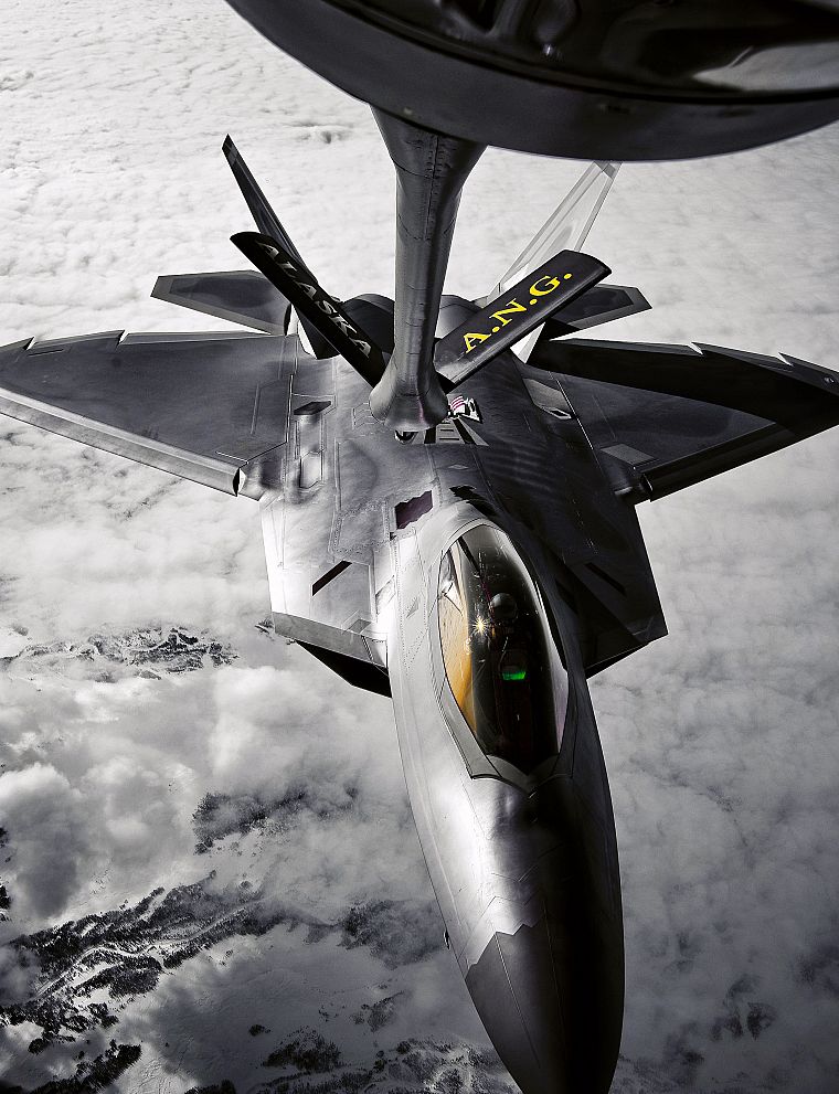 aircraft, military, F-22 Raptor, fueling - desktop wallpaper