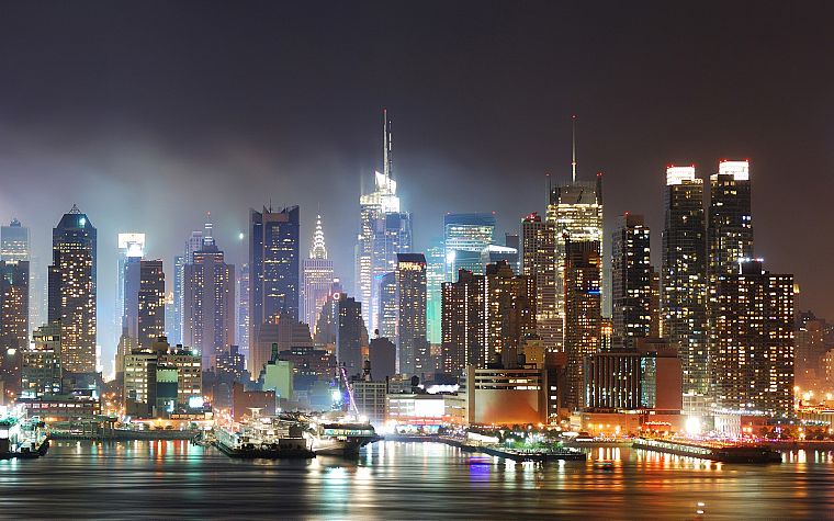water, cityscapes, lights, urban, New York City - desktop wallpaper