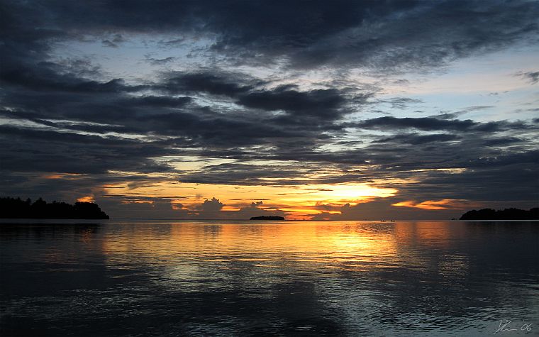 sunset, skyscapes, Solomon Islands, sea - desktop wallpaper