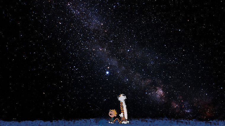 outer space, Calvin and Hobbes, artwork - desktop wallpaper
