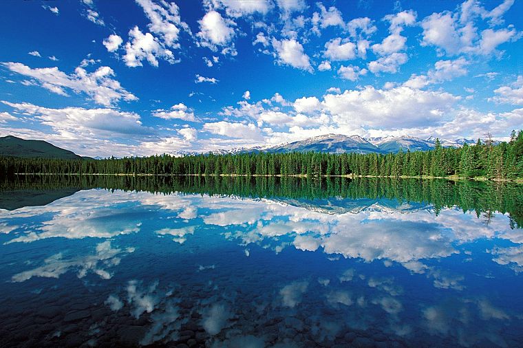 clouds, landscapes, trees, lakes, skyscapes - desktop wallpaper