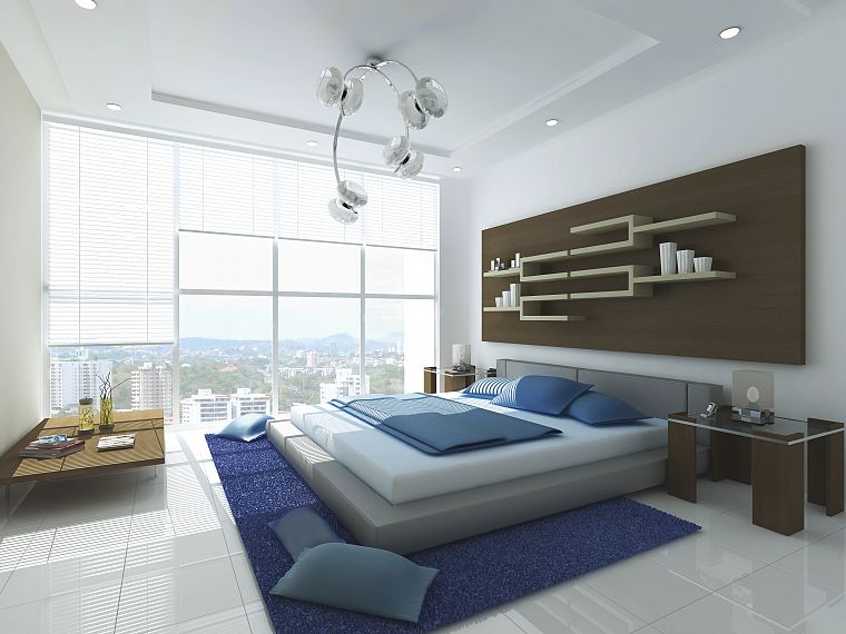 beds, interior, bedroom, window panes - desktop wallpaper