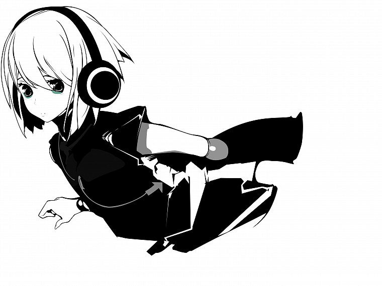 headphones, Beatmania, simple background, anime girls - desktop wallpaper