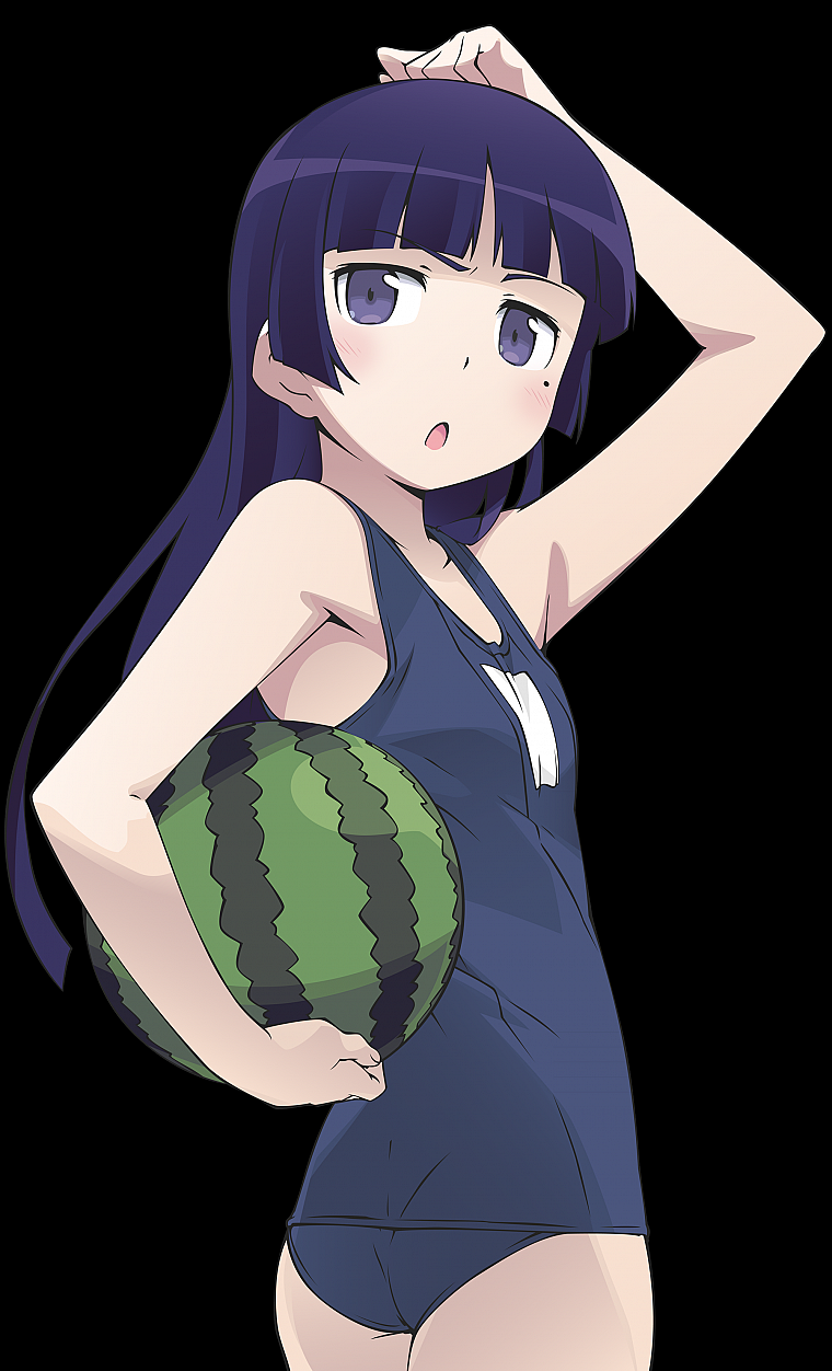 watermelons, transparent, anime, Gokou Ruri, Ore No Imouto Ga Konna Ni Kawaii Wake Ga Nai, anime girls, school swimsuits, anime vectors - desktop wallpaper