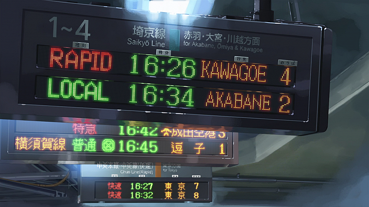 text, signs, Makoto Shinkai, 5 Centimeters Per Second, anime - desktop wallpaper