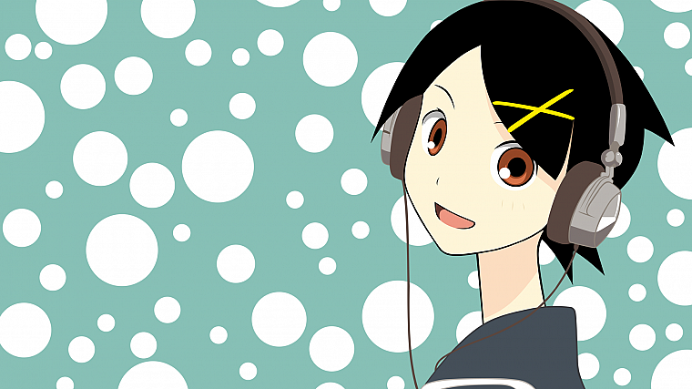 headphones, Sayonara Zetsubou Sensei, Fuura Kafuka, faces, sailor uniforms - desktop wallpaper
