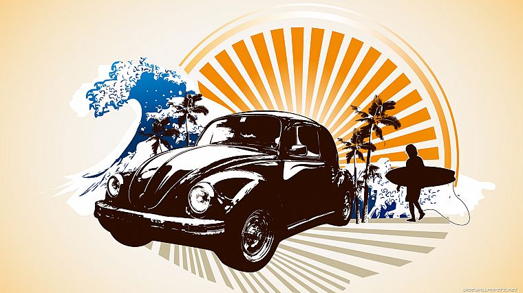 vectors, beetles, Volkswagen - desktop wallpaper