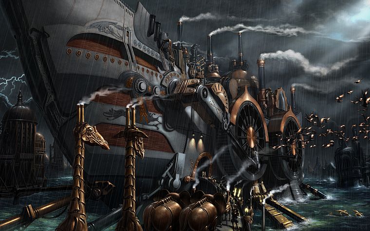 steampunk, ships, ark, vehicles - desktop wallpaper