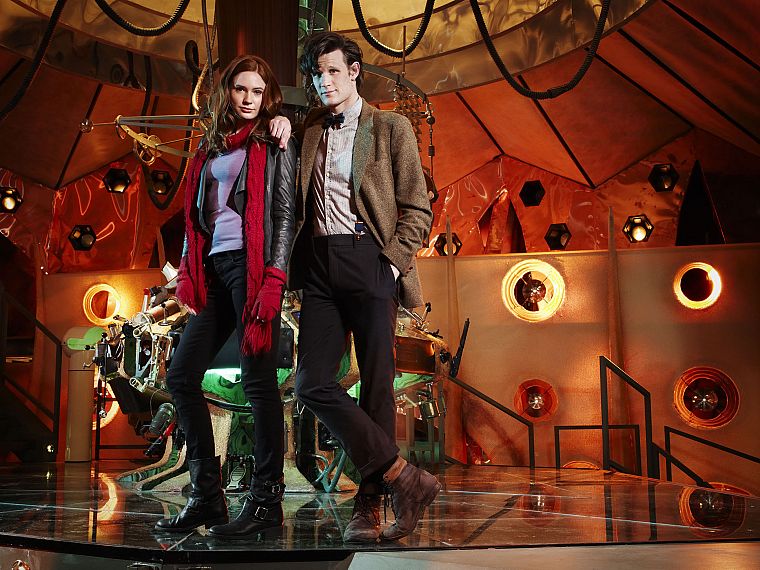 TARDIS, Matt Smith, Karen Gillan, Amy Pond, Eleventh Doctor, Doctor Who, Tardis Control Room - desktop wallpaper