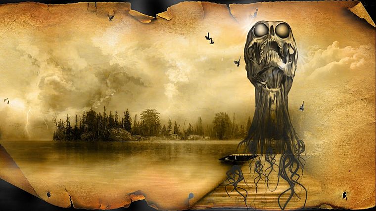 skulls, lakes - desktop wallpaper