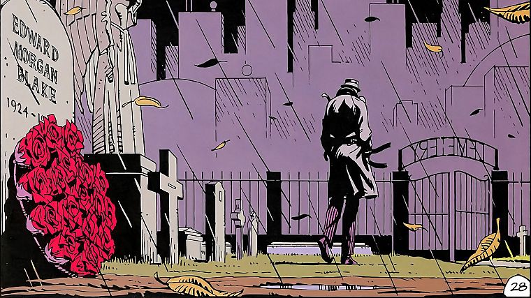 Watchmen, rain, Rorschach, graveyards, roses - desktop wallpaper