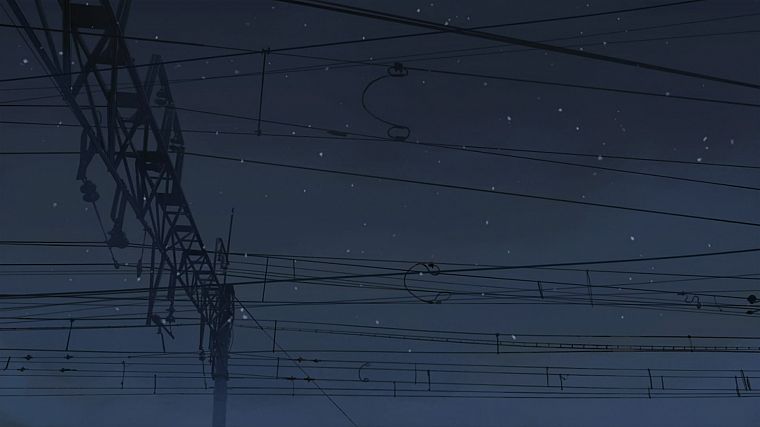 Makoto Shinkai, power lines, 5 Centimeters Per Second - desktop wallpaper