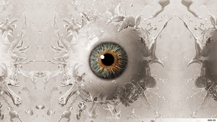 eyes, hands, pupil, digital art, chains, splashes - desktop wallpaper