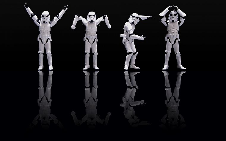 Star Wars, stormtroopers, black background - desktop wallpaper