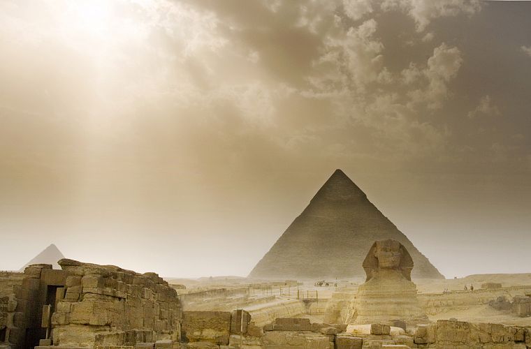 architecture, Egypt, sphinx, pyramids, Great Pyramid of Giza - desktop wallpaper