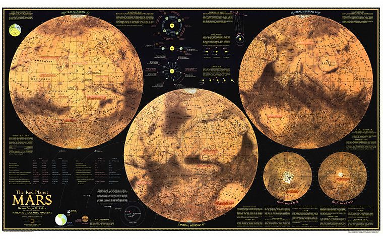 Mars, maps, information - desktop wallpaper