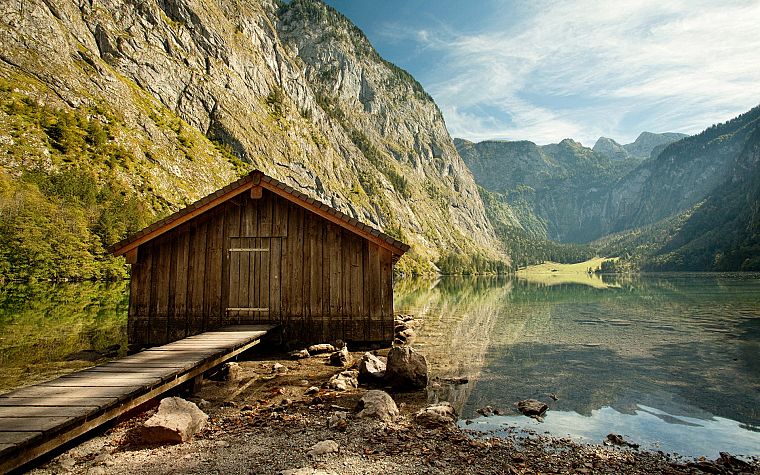 mountains, landscapes, nature, cabin - desktop wallpaper