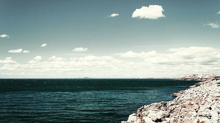 water, clouds, coast - desktop wallpaper