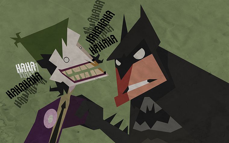 Batman, comics, The Joker, cartoonish, alternative art, digital art, green background - desktop wallpaper