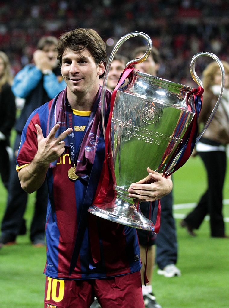 Lionel Messi, champions, FC Barcelona, Wembley, Champions League cup - desktop wallpaper