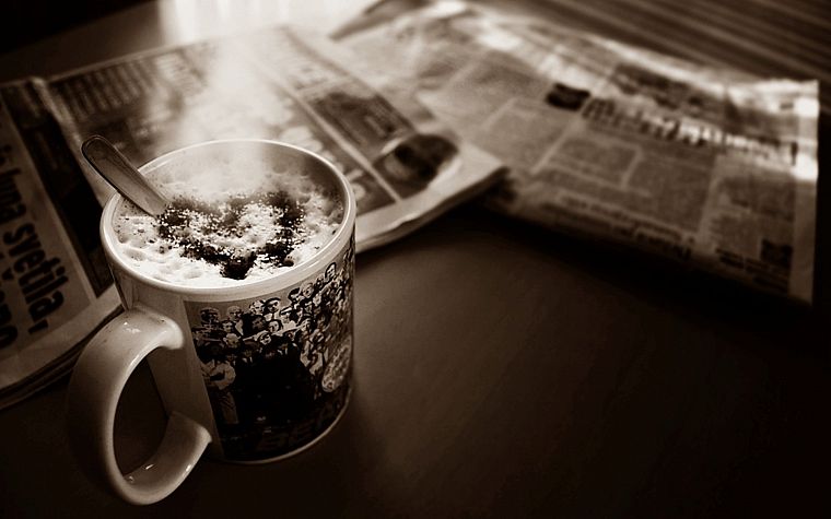 coffee, newspapers - desktop wallpaper