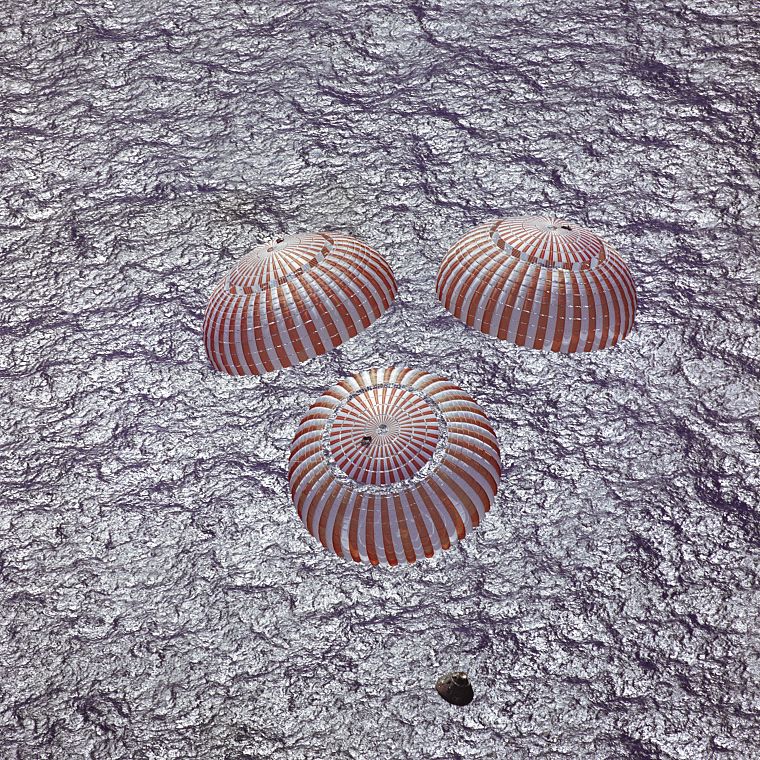 outer space, Apollo 16, landing, Parachuting, descent module - desktop wallpaper
