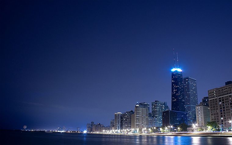 skylines, Chicago, night - desktop wallpaper