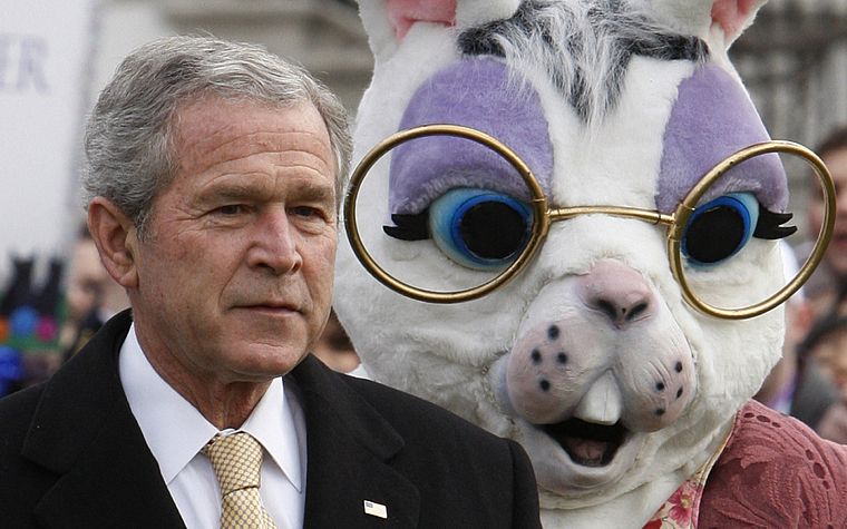 creepy, costume, celebrity, rabbits, presidents, George Bush - desktop wallpaper