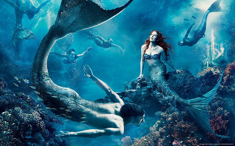 Disney Company, redheads, Julianne Moore, The Little Mermaid, mermaids, concept art, Michael Phelps, underwater, Annie Leibovitz - desktop wallpaper