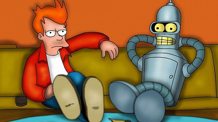 Futurama, Bender, couch, Philip J. Fry - desktop wallpaper