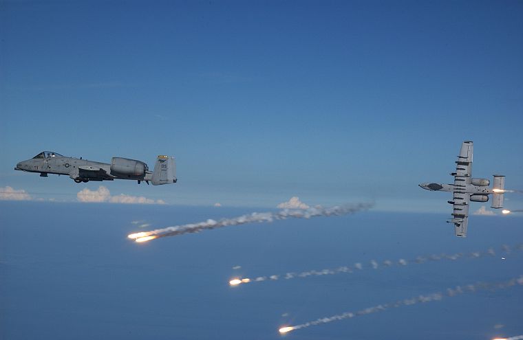 aircraft, military, vehicles, flares, A-10 Thunderbolt II - desktop wallpaper