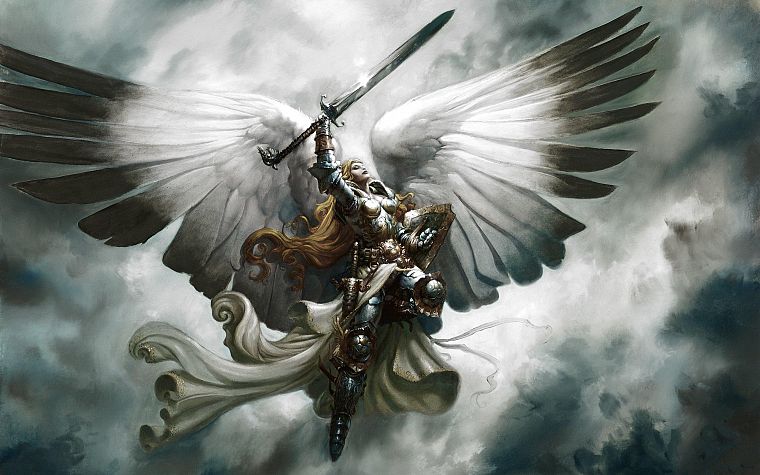 angels, Magic: The Gathering, Serra Angel - desktop wallpaper