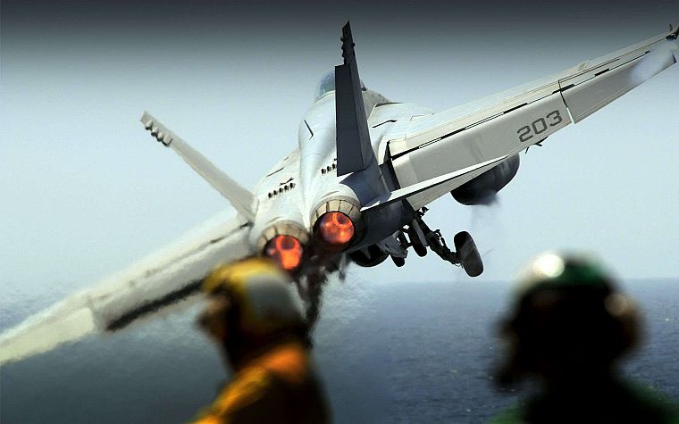 airplanes, navy, vehicles, aircraft carriers, F-18 Hornet, afterburner, fighter jets - desktop wallpaper