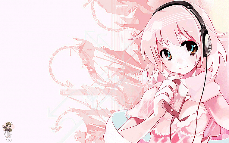 headphones, anime, anime girls - desktop wallpaper