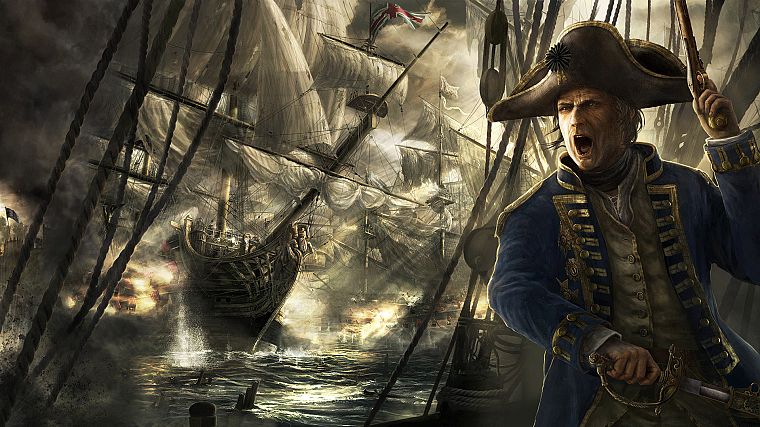 war, ships, artwork, sea battle - desktop wallpaper