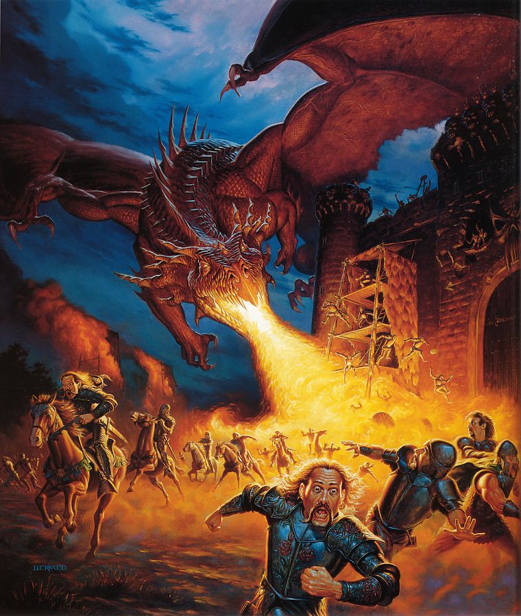 wings, castles, dragons, fire, fantasy art, artwork, Todd Lockwood - desktop wallpaper