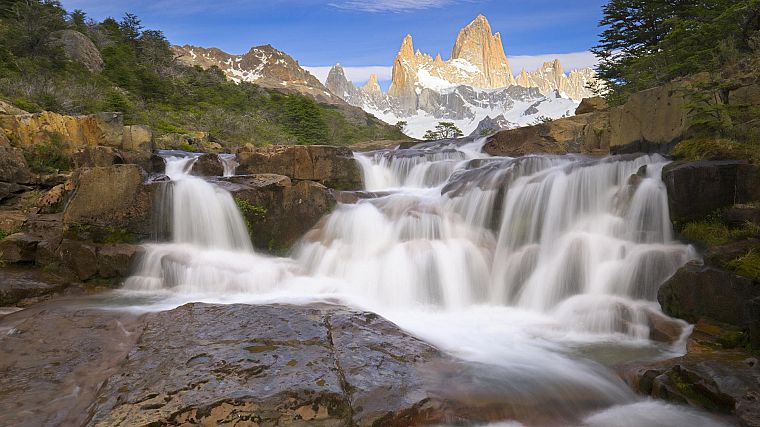 mountains, landscapes, waterfalls - desktop wallpaper